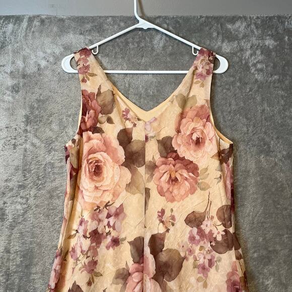 Vintage Floral Midi Dress Cottagecore Sleeveless Summer Dress Size Large 90s - Picture 6 of 6
